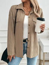 Textured Collared Neck Button Down Shacket Woman Outerwear