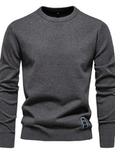 Men's Round Neck Long Sleeve Sweater Dark Gray Mens Tops
