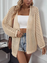 Openwork Open Front Long Sleeve Cardigan Woman Outerwear