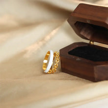 Enamel 18K Gold-Plated Open Ring Rings