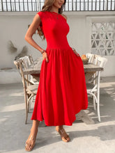 Single Shoulder Midi Dress with Pockets Woman Dress