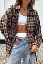Plaid Button Up Drop Shoulder Shacket Woman Outerwear