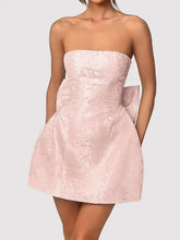 Lace-Up Sleeveless Satin Mini Dress with Bow Cocktail Dress