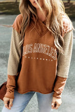 Letter Graphic Long Sleeve Hoodie Caramel Woman Sweatshirts