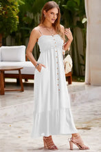 Smocked Spaghetti Strap Ruffle Hem Dress Woman Maxi Dress