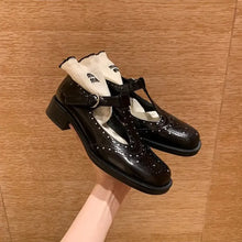 Round Toe Block Heels Loafers Black Woman Loafers