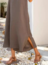 Full Size Side Slit Sleeveless Midi Dress Plus Size Casual Dresses