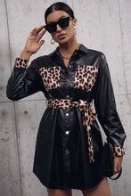 Ivy Lane Tied Leopard Snap Down Trench Coat Black Woman Outerwear