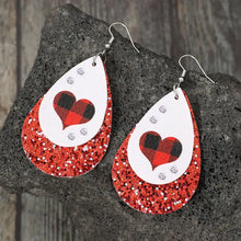 Heart Sequin Leather Teardrop Earrings Earrings