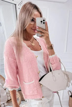 Contrast Trim V-Neck Long Sleeve Cardigan Woman Outerwear