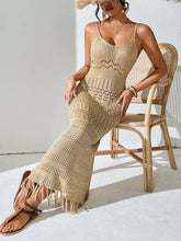 Openwork Scoop Neck Cover-Up Dress Swimwear Cover-Ups