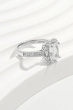 925 Sterling Silver Inlaid Zircon Square Ring Fine Jewelry