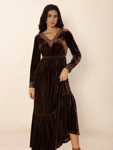 Lace Detail V-Neck Long Sleeve Maxi Dress Woman Maxi Dress