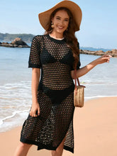 Slit Openwork Round Neck Cover-Up Swimwear Cover-Ups