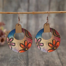 Wooden Flower Round Shape Earrings Earrings