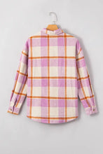 Plaid Corduroy Pockets Brushed Checkered Shacket Woman Outerwear