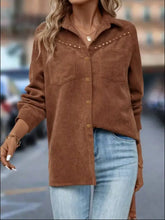 Button Down Long Sleeve Shacket Woman Outerwear