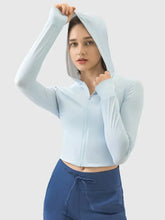 Millennia Zip Up Hooded Long Sleeve Active Outerwear Light Blue Woman Activewear