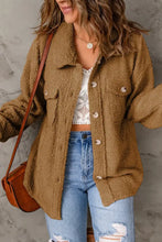 Fuzzy Button Up Pocketed Jacket Woman Outerwear