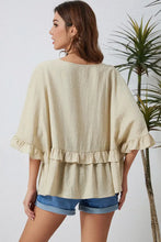 Ruffled V-Neck Half Sleeve Blouse Woman Blouses