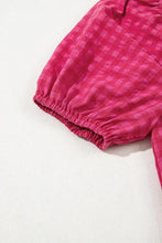 SYNZ Gingham Check Bubble Sleeve Ruffled Maxi Dress Woman Casual Dress