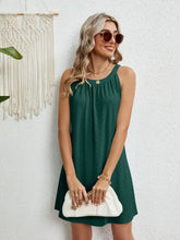 Round Neck Sleeveless Mini Dress Dark Green Casual Dresses