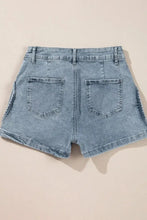 Studded Acid Wash Denim Shorts Denim Shorts