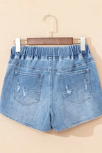 Drawstring High Waist Distressed Denim Shorts Denim Shorts