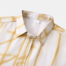 Men's Plus Size Abstract Lines Print Short Sleeve Summer Casual Shirt Mens Tops