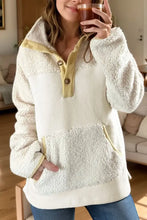 Mock Neck Long Sleeve Sherpa Sweatshirt White Woman Sweatshirts