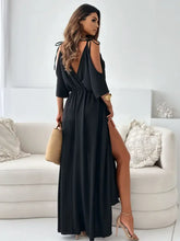 Tied Shoulder Slit Maxi Dress Casual Dresses