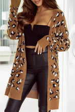 Full Size Leopard Open Front Long Sleeve Cardigan Leopard Woman Outerwear
