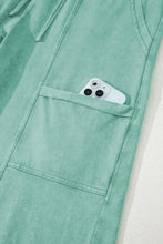 Mineral Wash Exposed Seam Drawstring High Waist Wide Leg Cargo Pants Woman Pants