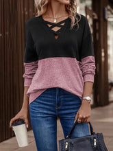 Two-Tone Crisscross Detail Sweatshirt Woman Sweatshirts