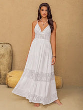 Lace Detail Crochet Tiered Maxi Cami Dress White Maxi Dresses