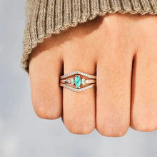 Artificial Turquoise V Shape Inlaid Zircon Ring Rings