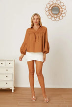 Balloon Sleeve Collared Neck Blouse Woman Blouses