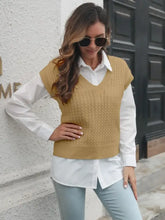 Cable-knit V-Neck Sweater Vest Khaki Woman Outerwear
