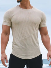 Men's Round Neck Short Sleeve Striped T-Shirt Mens Tops