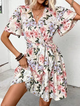 Printed Surplice Short Sleeve Mini Dress Woman Dress