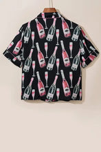 Champagne Print Short Sleeve Top and Shorts Set Woman Loungewear Sets