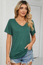 Short Sleeve V-Neck T-Shirt Green Woman T Shirts