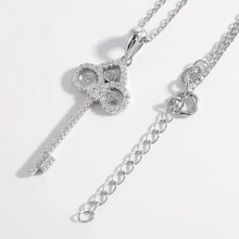 925 Sterling Silver Inlaid Zircon Key Shape Necklace Necklaces