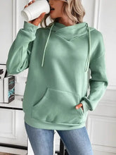 Drawstring Long Sleeve Hoodie with Kangaroo Pocket Woman Sweatshirts