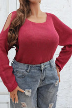 Plus Size Cold Shoulder Round Neck Sweater Sweater Pullovers