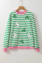 Striped Lucky Clover Long Sleeve Sweatshirt Woman Sweatshirts