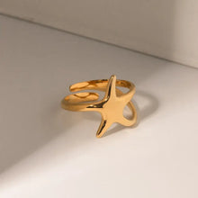 Gold-Plated Stainless Steel Star Ring Rings