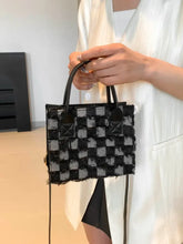 Raw Edge Plaid Shoulder Bag Black One Size Shoulder Bags