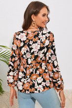 Floral Tie Neck Babydoll Blouse Woman Blouses