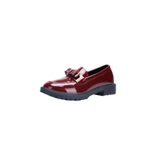 Round Toe Platform Loafer Burgundy Woman Loafers